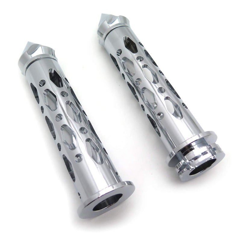 XKMT-Chrome CNC Billet 7/8" 22mm Spike Car Ends Hand Grips Compatible with Suzuki GSXR Hayabusa Yamaha FZR YZF 600 R1 R6 [B01G80SELW] - Image 1